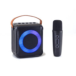 Innovalley KA04-BTH-N Mini-enceinte Bluetooth KARAOKE - LED RING - Radio FM - micro sans fil rechargeable pas cher