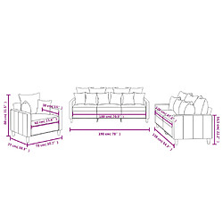 vidaXL Ensemble de canapés 3 pcs avec coussins Jaune Velours pas cher