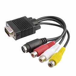 INECK ® Câble Convertisseur VGA vers 3 x RCA + Svidéo Adaptateur pour PC Ordinateur Portable