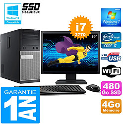 PC Tour DELL 7010 Core I7-3770 Ram 4Go Disque 480 Go SSD Wifi W7 Ecran 19" · Occasion 