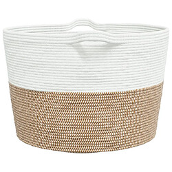 Acheter vidaXL Panier à linge marron et blanc Ø60x36 cm coton