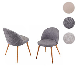 Mendler 2x chaise de salle à manger HWC-D53, fauteuil, style rétro années 50, en tissu ~ gris foncé