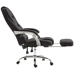 Decoshop26 Fauteuil de bureau sur roulettes avec repose-pieds et hauteur ajustable pivotant en tissu noir 10_0002588