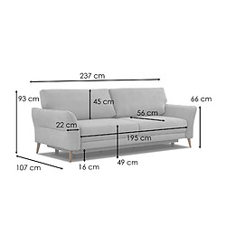 Courtois Laville Canapé convertible 3 places tissu gris clair - FIGARI pas cher