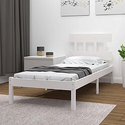 Maison Chic Lit Moderne Chambre - Cadre/structure de lit pour adulte Blanc Bois massif 90x190 cm Simple -MN95363