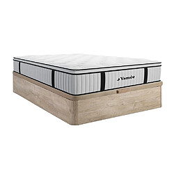 Vente-Unique Ensemble 160 x 200 cm sommier coffre naturel clair + matelas ressorts ensachés surmatelas intégré ép.28cm - AMERICAN DREAM de YSMÉE