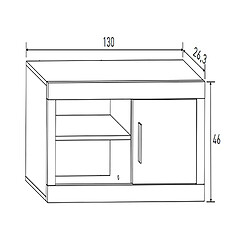 Pegane Meuble haut 1 porte coloris chêne cambrian, blanc - Longueur 130 x profondeur 26,30 x hauteur 46 cm