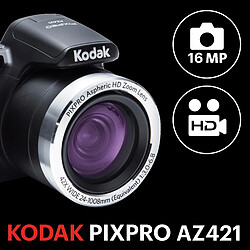 KODAK Pixpro AZ421 - Appareil Photo Bridge Numérique, Zoom optique 42X, Grand angle de 24 mm, 16 Mpixels, LCD 3, Vidéo HD 720p, OIS, Batterie Li-ion - Noir - Noir - Reconditionné