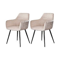 Lisa Design Lormi - lot de 2 fauteuils - en velours côtelé et velours - beige