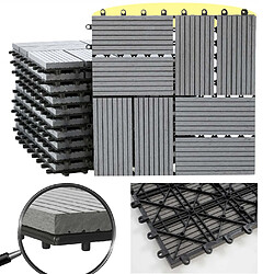 Acheter Decoshop26 Set de 11 dalles de terrasse aspect bois WPC pour balcon jardin terrasse 30x30cm 1m² base gris carrés 04_0005496