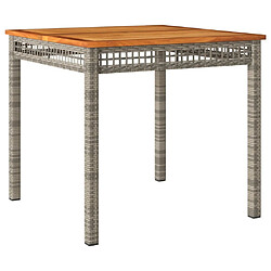 Maison Chic Table de jardin | Table d'extérieur gris 80x80x74 cm résine tressée et bois acacia -GKD80428