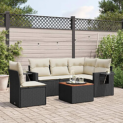 vidaXL Salon de jardin 6 pcs avec coussins noir résine tressée