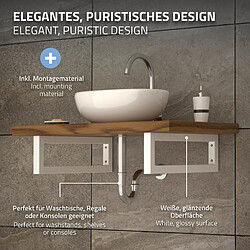 ML-Design Set 2x Consoles Murales, 300x150x30 mm, Blanc, Acier, Design Flottant, Support d'Étagère pour Lavabo/Meuble/Table pour Salle de Bain/Chambre à Coucher, Réglable, Matériel de Montage Inclus