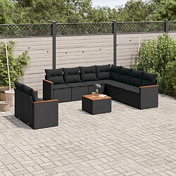 Maison Chic Salon de jardin 10 pcs avec coussins, Ensemble Tables et chaises d'extérieur noir résine tressée -GKD843859