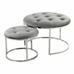 Paris Prix Lot de 2 Tabourets Becky 60cm Gris & Argent