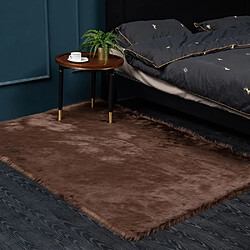 LUUCOZK Tapis moelleux en fausse fourrure Tapis à poils longs pour chambre à coucher Salon-Café-180x220CM