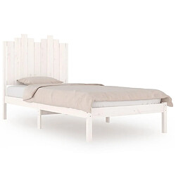 Maison Chic Lit Moderne Chambre - Cadre/structure de lit pour adulte Blanc Bois de pin massif 100x200 cm -MN59842