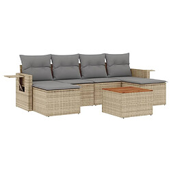 vidaXL Salon de jardin avec coussins 7pcs mélange beige résine tressée