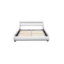 King Of Dreams Lit ava 140x190-Sommier+Tête de Lit eclairage LED Incurve Couleur BLANC+Pieds en 5cm -2x13Lattes