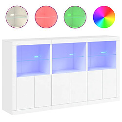 Maison Chic Commode Buffet - Meuble de rangement avec lumières LED blanc 181,5x37x100 cm -GKD20103