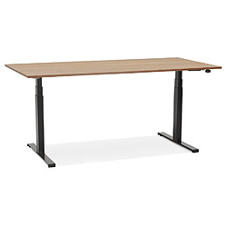 Alterego Bureau ergonomique électrique 'TRONIK' noir avec plateau en bois finition Noyer - 160x80 cm