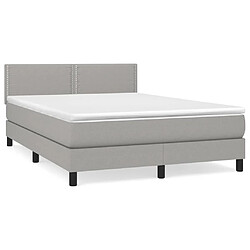 vidaXL Sommier à lattes de lit avec matelas Gris clair 140x190cm Tissu