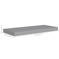 vidaXL Étagères murales flottantes 4 pcs Gris 60x23,5x3,8 cm MDF pas cher