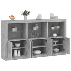 vidaXL Buffet avec lumières LED gris béton 181,5x37x100 cm 