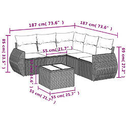 Avis vidaXL Salon de jardin 6 pcs avec coussins noir résine tressée