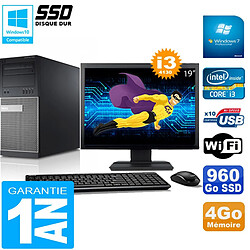 PC Tour DELL 9020 Core I3-4130 Ram 4Go Disque 960 Go SSD Wifi W7 Ecran 19" · Occasion 