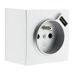 Bel Vue Prise 2 P+T 16A Silver avec prise USB (2,4A*) - Bel'Vue