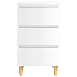 Avis vidaXL Table de chevet avec pieds en bois blanc brillant 40x35x69 cm