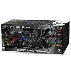 Spirit Of Gamers Pack gaming Clavier, Souris, Casque et tapis PRO-MKH5 rétro éclairé RGB - Souris 7 boutons 6200 dpi - Clavier Semi-méca pas cher