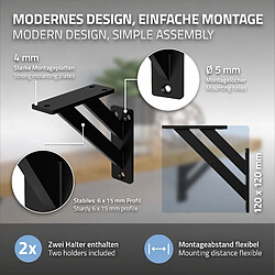 Acheter ML-Design 6x Équerres étagère mural support d'angle en aluminium noir robuste 120x120 mm