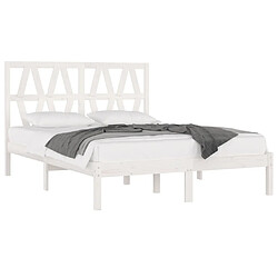 Avis Maison Chic Lit Moderne Chambre - Cadre/structure de lit pour adulte Blanc Bois de pin massif 120x190 cm Petit Double -MN86530