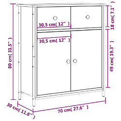 vidaXL Buffet chêne marron 70x30x80 cm bois d'ingénierie pas cher