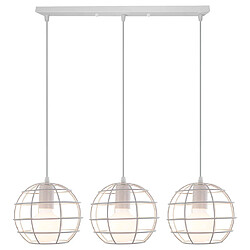 STOEX Retro Lampe Suspension Vintage, E27 Lustre Plafonniers Industrielle 3 Luminaire Cage forme Balle Rond - Blanc