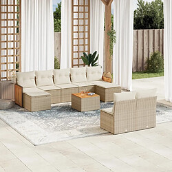 Maison Chic Salon de jardin avec coussins 10 pcs | Ensemble de Table et chaises | Mobilier d'Extérieur beige résine tressée -GKD78700