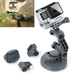 Wewoo Support Holder gris pour GoPro Hero 4 / 3+ / 3/2/1 de ventouse de voiture + adaptateur de trépied + vis de poignée 