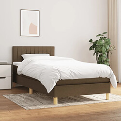 Maison Chic Structures de lit + matelas,Lit à sommier tapissier avec matelas Marron foncé 100x200 cm -MN81786