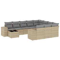 vidaXL Salon de jardin 11 pcs avec coussins beige résine tressée