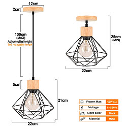 Stoex Plafonniers Modernes Cage en Métal Luminaires Suspendus D'Intérieur E27 Noir Lustre Rétro Pour Chambre À Coucher, Couloir, Salon pas cher