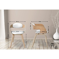 Decoshop26 Chaise de bureau salle à manger visiteur design scandinave en bois clair et assise en PVC blanc 10_0001906