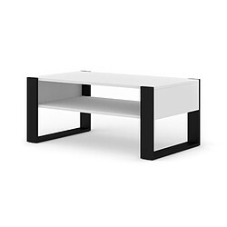 FURNLUX Table basse NUKA 110x60x48 Blanc & Noir