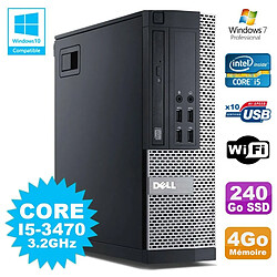 PC Dell 7010 SFF Core I5-3470 3.2GHz 4Go 240Go SSD DVD Wifi W7 - Occasion