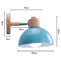 Stoex Ø20CM Applique Murale Rétro Moderne Applique Murale en Bois Et Métal Lampe Murale Simple, Angle Réglable, Pour Salon, Chambre À Coucher (Bleu) E27 pas cher