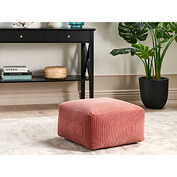 Beliani Pouf en velours côtelé rouge clair 50 x 50 x 30 cm MUKKI