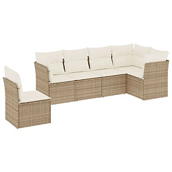 vidaXL Salon de jardin avec coussins 6 pcs beige résine tressée