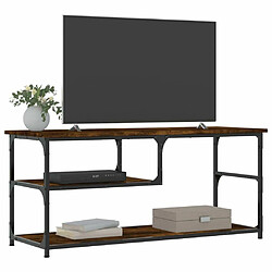 Avis Maison Chic Meuble TV scandinave - Banc TV pour salon chêne fumé 103x38x46,5 cm bois d'ingénierie et acier -MN78396