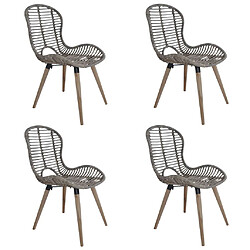 Decoshop26 Lot de 4 chaises de salle à manger cuisine marron Rotin naturel CDS021697 